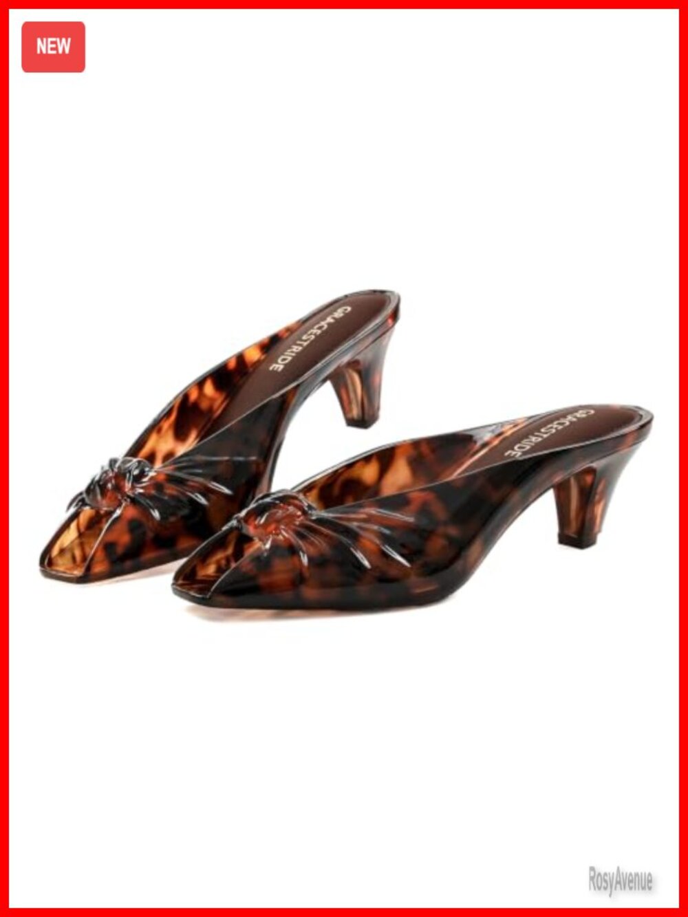 Jelly Mule Sandals Kitten Heel Open Toe Water Resistant Slip On